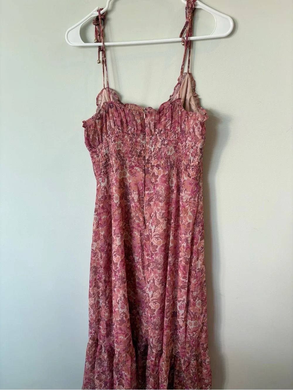 Petal & Pup Floral Pink Tie-Strap Midi Dress Small
